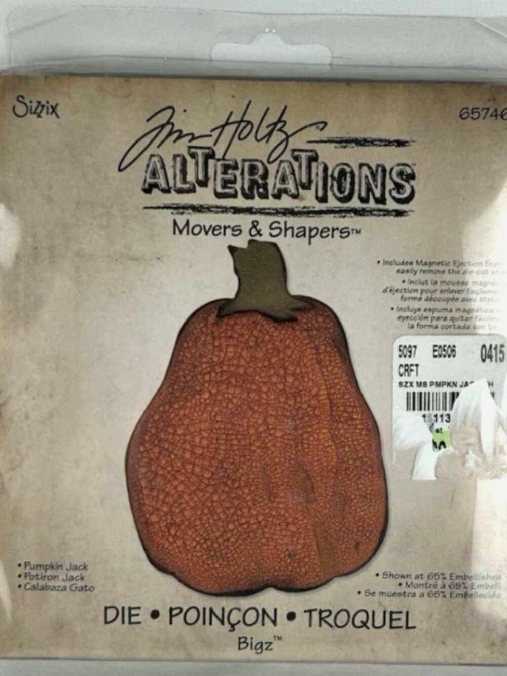 Sizzix Tim Holtz Pumpkin Jack Bigz Die 657463 New Open Package Retired 2011